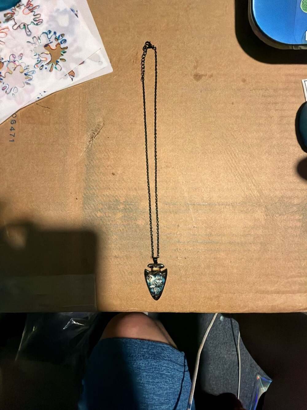 J0025 Wolf Arrowhead Necklace Black Chain